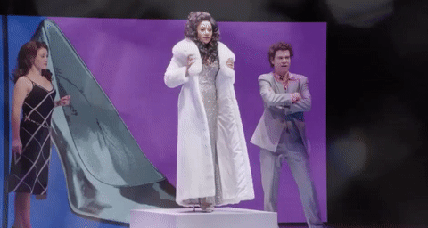 Aaron Krohn-Ariana DeBose-Summer Musical-Fur Coat-GIF