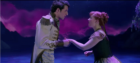 Frozen GIF- Broadway Musical - Kiss GIF- Patti Murin GIF- John Riddle GIF- Hans Anna GIF
