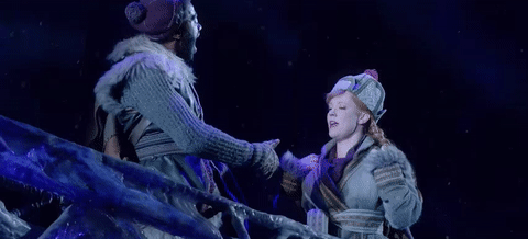 Frozen GIF- Broadway Musical- handshake GIF- Jelani Alladin GIF- Patti Murin GIF- Anna GIF
