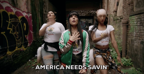 Leslie Kritzer GIF- Tacos for Hillary- America needs saving gif