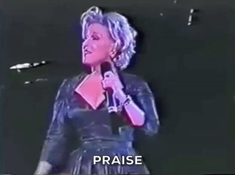 Bette Midler GIF- Praise GIF- Praise hand GIF