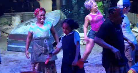 Once On This Island Set Design Revival- Dane Laffrey- Sand Dancing GIF
