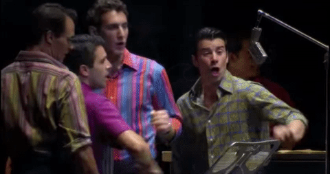 Jersey Boys GIF- Singing in studio GIF